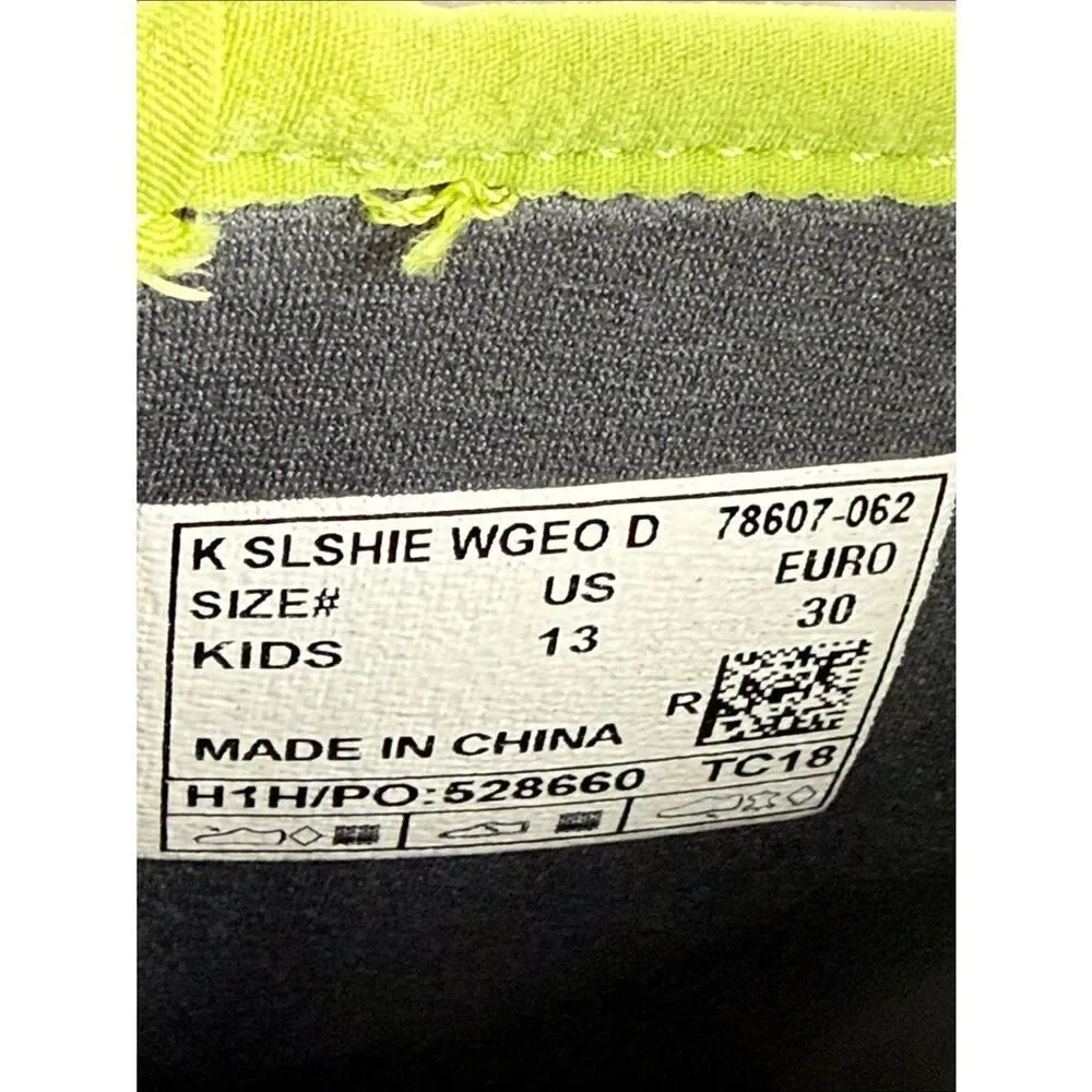 Bogs Waterproof-4f Slushie Web Geometric  Little Boy Sz 13 Gray Green Rain Boots